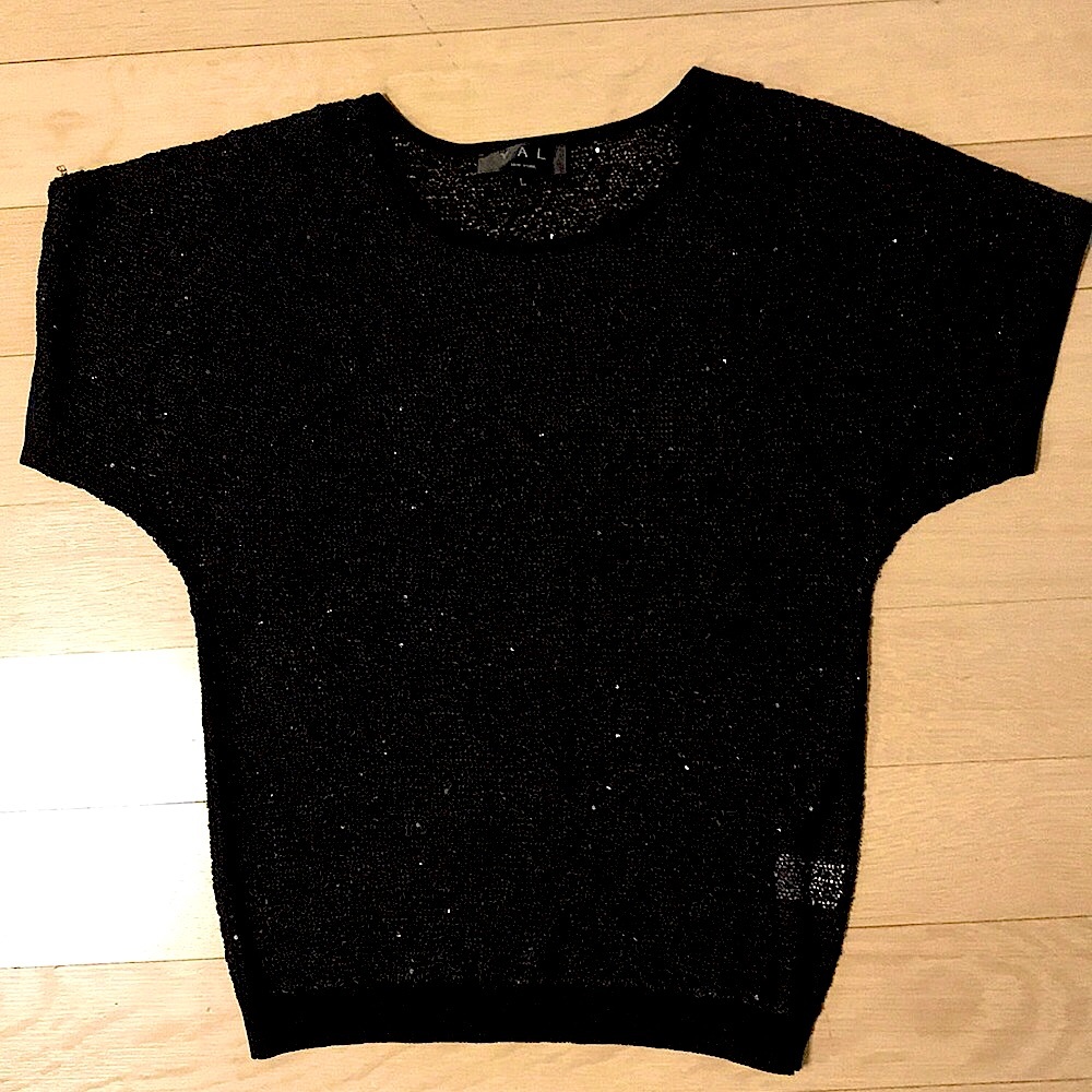 Sheer black top with sequence - NWOT